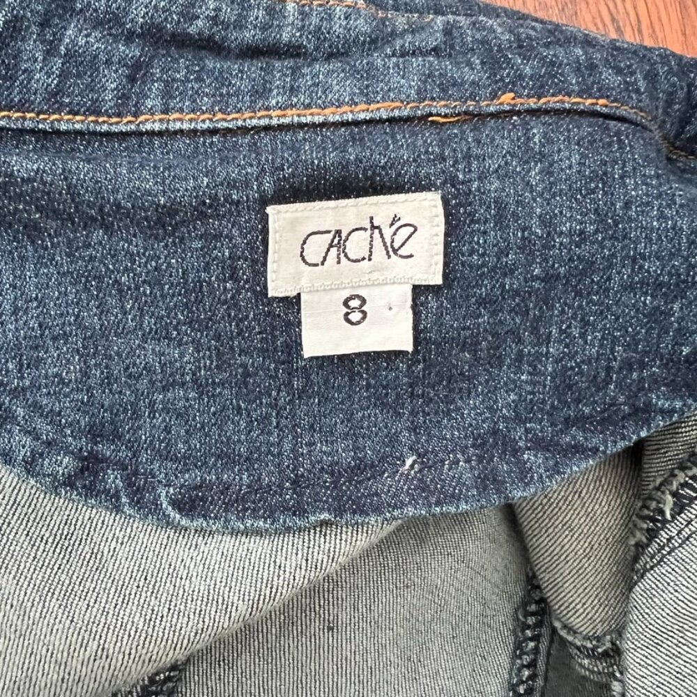 Vintage Cache Denim Jean Jacket Rhinestones Sequin Jouer Aux Echecs collab - Picture 14 of 15